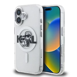 Karl Lagerfeld IML Glitter Karl and Choupette Sketch MagSafe tok iPhone 16 készülékhez átlátszó
