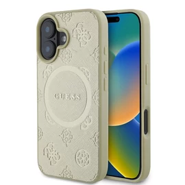 Guess Saffiano Peony Stamp MagSafe tok iPhone 16 készülékhez arany