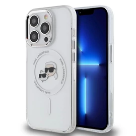 Karl Lagerfeld IML K&CH Heads Metal Frame MagSafe tok iPhone 15 Pro készülékhez átlátszó