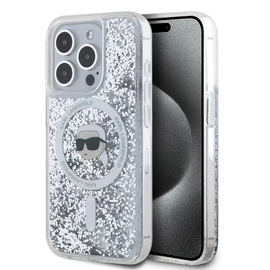 Karl Lagerfeld Liquid Glitter Karl Head MagSafe tok iPhone 15 Pro Max készülékhez átlátszó