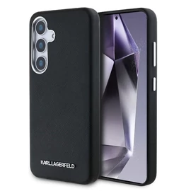 Karl Lagerfeld PU Saffiano Metal Logo and Frame tok Samsung Galaxy S25 készülékhez fekete