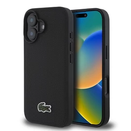Lacoste Iconic Petit Pique Woven Logo MagSafe tok iPhone 16 Plus készülékhez fekete