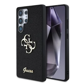 Guess PU Fixed Glitter 4G Metal Logo tok Samsung Galaxy S25 Ultra készülékhez fekete