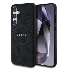 Guess PU Leather 4G Colored Ring MagSafe tok Samsung Galaxy S25+ készülékhez fekete