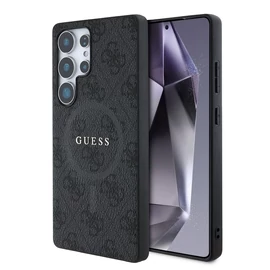 Guess PU Leather 4G Colored Ring MagSafe tok Samsung Galaxy S25 Ultra készülékhez fekete