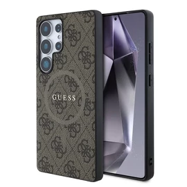 Guess PU Leather 4G Colored Ring MagSafe tok Samsung Galaxy S25 Ultra készülékhez barna