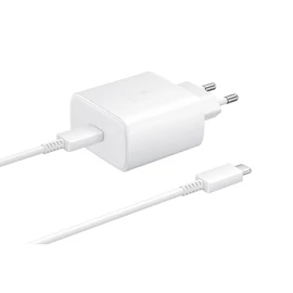EP-TA845EWE + EP-DW767JWE Samsung 45W utazótöltő + USB-C/USB-C adatkábel fehér - csomagolás nélküli gyártói
