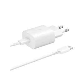 EP-TA800EWE + EP-DA705BWE Samsung 25W utazótöltő + USB-C/USB-C adatkábel fehér (OOB Bulk)