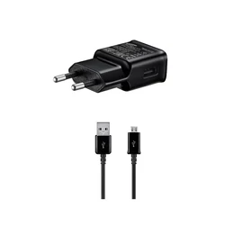 EP-TA200EBE + ECB-DU4EBE Samsung 15W utazó töltő + microUSB adatkábel fekete - csomagolás nélküli gyártói