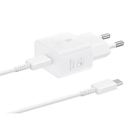 EP-T2510XWE Samsung USB-C 25W utazótöltő + USB-C adatkábel fehér