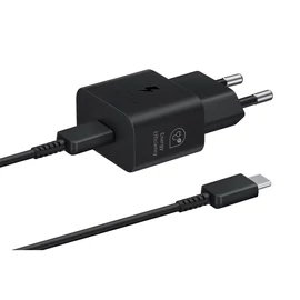 EP-T2510EBE + EP-DN980BBE Samsung USB-C 25W utazó töltő + USB-C adatkábel fekete (OOB Bulk)