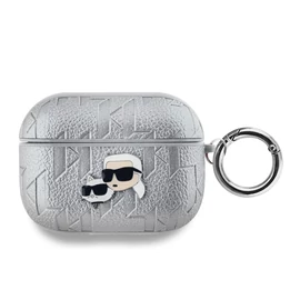 Karl Lagerfeld PU Embossed Karl and Choupette Heads tok AirPods Pro készülékhez ezüst