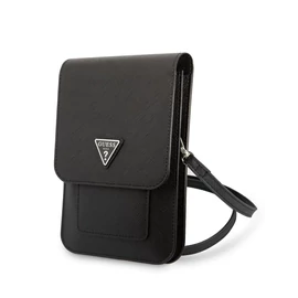 Guess PU Saffiano Triangle Logo Telefon táska fekete