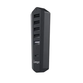 iPega P5S003 USB/USB-C elágazó PS5 Slim/PS5 Pro készülékhez fekete