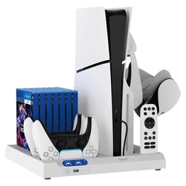 iPega P5S028 All-in-One töltőállvány hűtéssel PS5/PS5 Slim/PS5 Pro készülékhez fekete