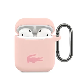 Lacoste Liquid Silicone Glossy Printing Logo tok Airpods 1/2 készülékhez rózsaszín