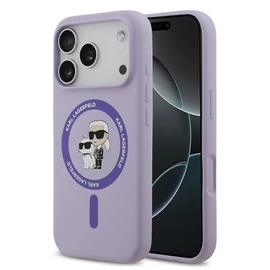 Karl Lagerfeld Liquid Silicone Karl and Choupette MagSafe Hátsó Tok iPhone 17 Pro készülékhez lila