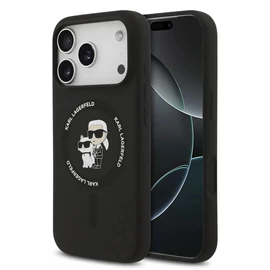 Karl Lagerfeld Liquid Silicone Karl and Choupette MagSafe hátsó tok iPhone 17 Pro készülékhez fekete