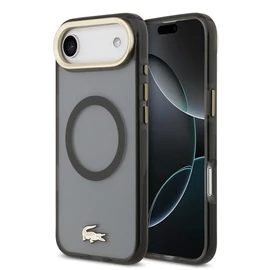 Lacoste PC/TPU Frosted Finish Gold Logo MagSafe tok iPhone 17 Air készülékhez fekete