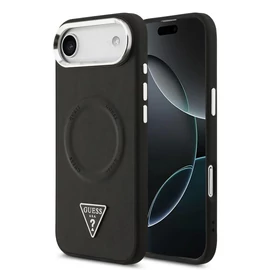 Guess PU Leather Triangle Logo MagSafe tok iPhone 17 Air készülékhez fekete