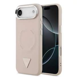 Guess PU bőr Triangle Logo MagSafe tok iPhone 17 Air készülékhez rózsaszín