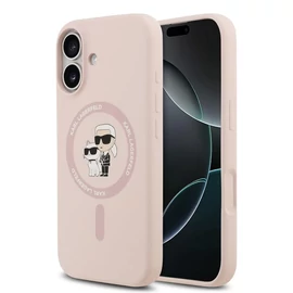 Karl Lagerfeld Liquid Silicone Karl and Choupette MagSafe tok iPhone 17 készülékhez rózsaszín