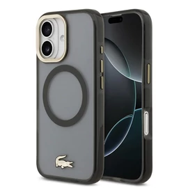 Lacoste PC/TPU Frosted Finish Gold Logo MagSafe tok iPhone 17 készülékhez fekete