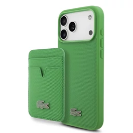 Lacoste Iconic Petit Pique MagSafe tok + pénztárca iPhone 17 Pro Max készülékhez zöld