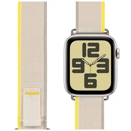 OBAL:ME textil szíj Apple Watch 42-49mm M-L készülékhez bézs/sárga