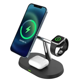 Xprotector 3in1 MagSafe QI vezeték nélküli töltőállvány QC 15W fekete