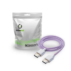 Dreamtech PD fonott kábel lila USB-C / USB-C 3A 60W 1M