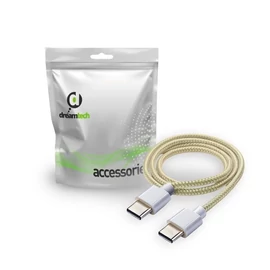 Dreamtech PD fonott kábel sárga USB-C / USB-C 3A 60W 1M