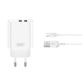 XO CE34 Hálózati töltő szett 2*USB-A 2,4A + USB-C kábellel