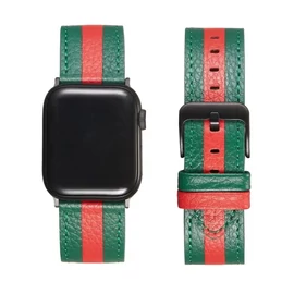 Xprotector XPRO™ Apple Watch bőr szíj Sötétzöld / Piros Apple Watch 42mm (S1-S3) / 44mm / 45mm / 46mm / 49mm készülékhez