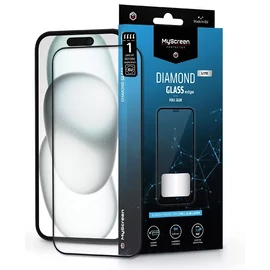Apple iPhone 15/15 Pro edzett üveg képernyővédő fólia - MyScreen Protector Diamond Glass Lite Edge2.5D Full Glue - black