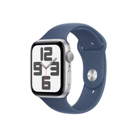 Apple Watch SE (2024) 44mm ezüst alumínium tok, denim sportszíj M/L