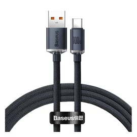 Baseus Crystal Shine USB / Type-C töltő- és adatkábel, 100W, 1,2m, Fekete