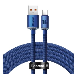 Baseus Crystal Shine USB / Type-C töltő- és adatkábel, 100W, 2m, kék