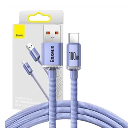 Baseus Crystal Shine USB / Type-C töltő- és adatkábel, 5A, 1,2m, ibolya
