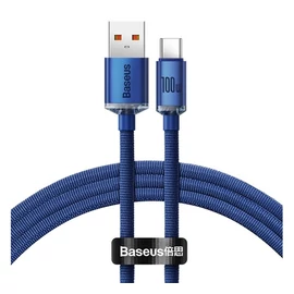Baseus Crystal Shine USB / Type-C töltő- és adatkábel, 5A, 1,2m, kék