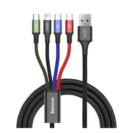 Baseus Fast 4in1 töltő- és adatkábel USB / 2x Type-C / Lightning / MicroUSB 3,5A, 1.2 m, fekete