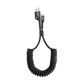 Baseus Fish-eye USB / Type-C feltekert töltő- és adatkábel, 1m, fekete