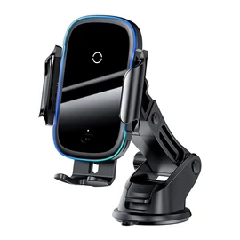 Baseus Light tapadókorongos autós tartó, műszerfalra, szélvédőre, wireless töltő, fekete, 15W