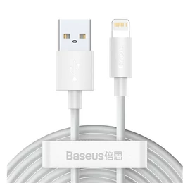 Baseus Simple Wisdom Lightning adat/töltőkábel, 2,4A, 1,5m, Fehér (2db)