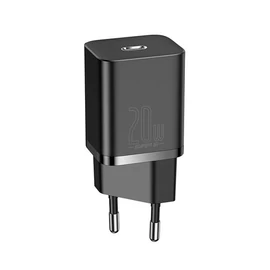 Baseus Super-Si hálózati gyorstöltő adapter Type-C, 20W, fekete