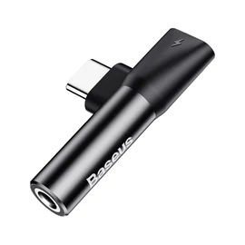 Baseus USB Type-C-USB Type-C+Mini Jack 3,5 mm audio adapter, fekete
