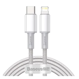 Baseus Type-C / Lightning töltő- és adatkábel, nagy sűrűségű fonott, 20 W, PD, 2 m, fehér