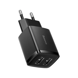 Baseus hálózati gyorstöltő 2xUSB, 10.5W, fekete