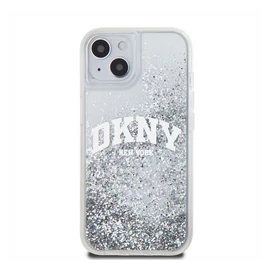 DKNY Liquid Glitter Arch Logo iPhone 14 hátlap tok, átlátszó