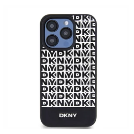 DKNY PU Leather Repeat Pattern Bottom Stripe iPhone 12/12 Pro hátlap tok, fekete